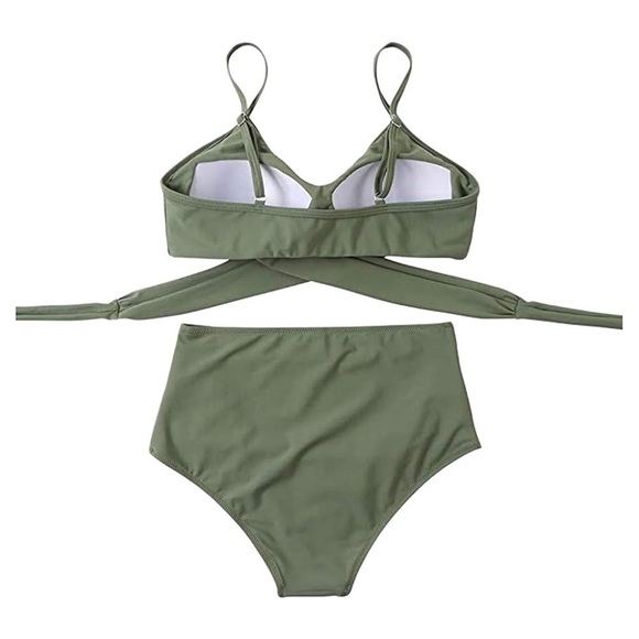 Women Cross Wrap Halter Bikini Set High Waisted Push Up Two Piece Swimsuits L - Picture 5 of 5